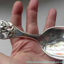 Load image into Gallery viewer, Vintage NORWEGIAN SILVER 830s Brodrene Lohne ELVESTER Small Serving Spoon; c 1900s Rare Scandinavian Silverware
