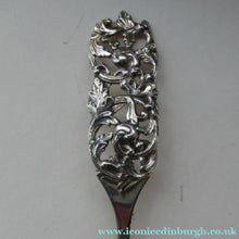 Load image into Gallery viewer, Vintage NORWEGIAN SILVER 830s Brodrene Lohne ELVESTER Small Serving Spoon; c 1900s Rare Scandinavian Silverware
