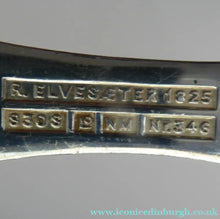 Load image into Gallery viewer, Vintage NORWEGIAN SILVER 830s Brodrene Lohne ELVESTER Small Serving Spoon; c 1900s Rare Scandinavian Silverware
