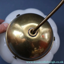 Load image into Gallery viewer, Vintage Opaque White Milk Glass ART DECO Hanging Lampshade with Brass Fittings
