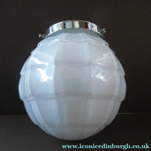 Load image into Gallery viewer, 1930s Opaque White Milk Glass Art Deco Hanging Globe Shade
