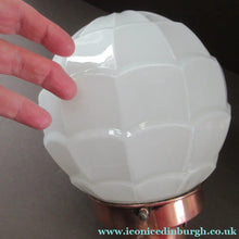 Load image into Gallery viewer, 1930s Art Deco White Glass Pendant Hanging LIght Shade with Copper Fittings
