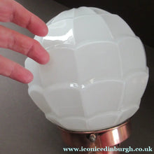 Load image into Gallery viewer, 1930s Art Deco White Glass Pendant Hanging LIght Shade with Copper Fittings
