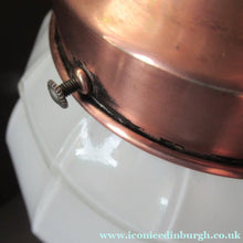 Load image into Gallery viewer, 1930s Art Deco White Glass Pendant Hanging LIght Shade with Copper Fittings
