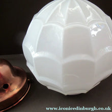 Load image into Gallery viewer, 1930s Art Deco White Glass Pendant Hanging LIght Shade with Copper Fittings
