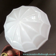 Load image into Gallery viewer, 1930s Art Deco White Glass Pendant Hanging LIght Shade with Copper Fittings
