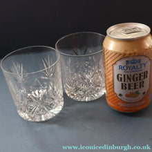Load image into Gallery viewer, Vintage PAIR of 1960s Edinburgh Chunky Crystal Whisky Tumblers STAR OF EDINBURGH Pattern
