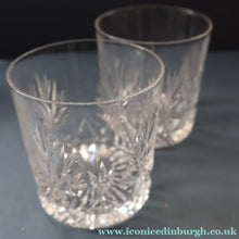 Load image into Gallery viewer, Vintage PAIR of 1960s Edinburgh Chunky Crystal Whisky Tumblers STAR OF EDINBURGH Pattern
