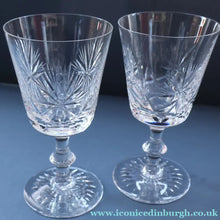Load image into Gallery viewer, Vintage PAIR OF Edinburgh Crystal Wine Glasses. STAR OF EDINBURGH Pattern: 6 1/4 inches
