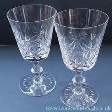 Load image into Gallery viewer, Vintage PAIR OF Edinburgh Crystal Wine Glasses. STAR OF EDINBURGH Pattern: 6 1/4 inches
