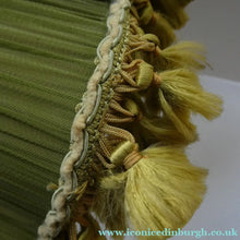 Load image into Gallery viewer, Vintage Chiffon Silk Lamp Shade with Gold Tassels 1950s
