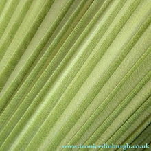 Load image into Gallery viewer, Vintage Pleated Chiffon Silk Lampshade with Olive Brocade Braiding and Tassels. Green Colour
