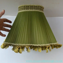 Load image into Gallery viewer, Vintage Chiffon Silk Lamp Shade with Gold Tassels 1950s

