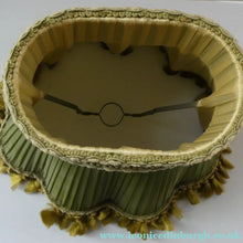 Load image into Gallery viewer, Vintage Chiffon Silk Lamp Shade with Gold Tassels 1950s

