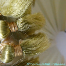 Load image into Gallery viewer, Vintage Chiffon Silk Lamp Shade with Gold Tassels 1950s
