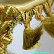 Load image into Gallery viewer, Vintage Chiffon Silk Lamp Shade with Gold Tassels 1950s
