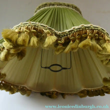 Load image into Gallery viewer, Vintage Chiffon Silk Lamp Shade with Gold Tassels 1950s
