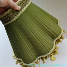 Load image into Gallery viewer, Vintage Chiffon Silk Lamp Shade with Gold Tassels 1950s
