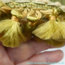 Load image into Gallery viewer, Vintage Chiffon Silk Lamp Shade with Gold Tassels 1950s
