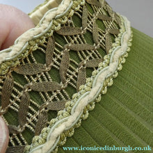 Load image into Gallery viewer, Vintage Chiffon Silk Lamp Shade with Gold Tassels 1950s
