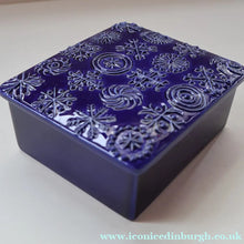 Load image into Gallery viewer, Vintage PORTMEIRION Glossy Blue TOTEM Ceramic Lidded Box or Butter Dish
