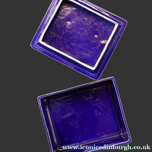Load image into Gallery viewer, Vintage PORTMEIRION Glossy Blue TOTEM Ceramic Lidded Box or Butter Dish
