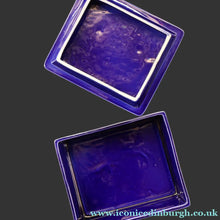 Load image into Gallery viewer, Vintage PORTMEIRION Glossy Blue TOTEM Ceramic Lidded Box or Butter Dish
