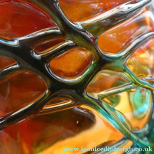 Load image into Gallery viewer, Unusual Vintage Red Glass MDINA Bottle Vase Decorated Externally with Applied Blue Trails
