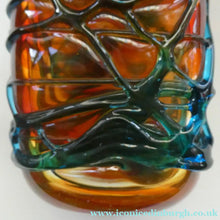 Load image into Gallery viewer, Unusual Vintage Red Glass MDINA Bottle Vase Decorated Externally with Applied Blue Trails

