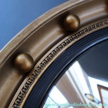 Load image into Gallery viewer, VINTAGE Regency Style Round Convex Wall Mirror - with Gold Wooden Frame Embellished with Balls

