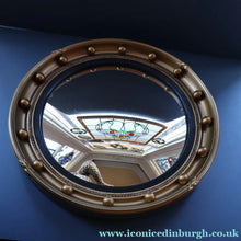 Load image into Gallery viewer, VINTAGE Regency Style Round Convex Wall Mirror - with Gold Wooden Frame Embellished with Balls
