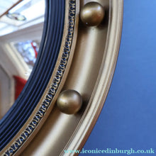 Load image into Gallery viewer, VINTAGE Regency Style Round Convex Wall Mirror - with Gold Wooden Frame Embellished with Balls
