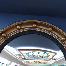 Load image into Gallery viewer, VINTAGE Regency Style Round Convex Wall Mirror - with Gold Wooden Frame Embellished with Balls
