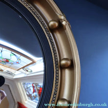 Load image into Gallery viewer, VINTAGE Regency Style Round Convex Wall Mirror - with Gold Wooden Frame Embellished with Balls
