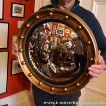 Load image into Gallery viewer, VINTAGE Regency Style Round Convex Wall Mirror - with Gold Wooden Frame Embellished with Balls
