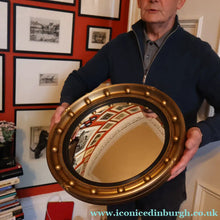 Load image into Gallery viewer, VINTAGE Regency Style Round Convex Wall Mirror - with Gold Wooden Frame Embellished with Balls
