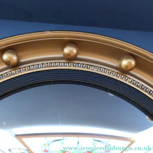 Load image into Gallery viewer, VINTAGE Regency Style Round Convex Wall Mirror - with Gold Wooden Frame Embellished with Balls
