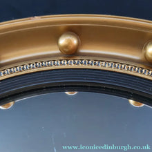 Load image into Gallery viewer, VINTAGE Regency Style Round Convex Wall Mirror - with Gold Wooden Frame Embellished with Balls
