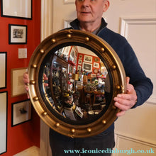 Load image into Gallery viewer, VINTAGE Regency Style Round Convex Wall Mirror - with Gold Wooden Frame Embellished with Balls
