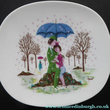Load image into Gallery viewer, Vintage ROSENTHAL Small Dish. Shower of Hearts. The Lovers by Peynet. Two Sweethearts Shelter under an Umbrella - it rains little hearts
