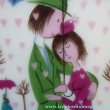 Load image into Gallery viewer, Vintage ROSENTHAL Small Dish. Shower of Hearts. The Lovers by Peynet. Two Sweethearts Shelter under an Umbrella - it rains little hearts
