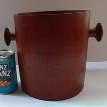 Load image into Gallery viewer, Vintage SCANDINAVIAN Heavy Teak Ice Bucket - with Lug Handles and Recessed Lid with Raised Knop. Good vintage condition; 1960s
