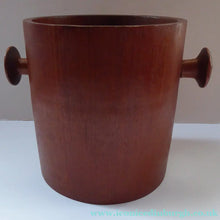Load image into Gallery viewer, Vintage SCANDINAVIAN Heavy Teak Ice Bucket - with Lug Handles and Recessed Lid with Raised Knop. Good vintage condition; 1960s
