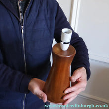 Load image into Gallery viewer, Vintage Scandinavian Style Teak Table Lamp  Height: 9 inches REWIRED &amp; WORKING
