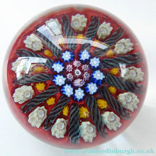 Load image into Gallery viewer, Vintage Scottish Paperweight VASART GLASS. Red Ground with Thirteen Spokes and Millefiori Canes
