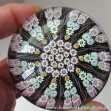 Load image into Gallery viewer, Vintage Scottish Paperweight 11 Spokes Millefiori Paper Label
