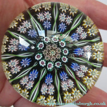Load image into Gallery viewer, 1970s Perthshire Paperweight 11 Spoke and Millefiori Canes
