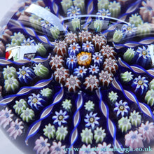 Load image into Gallery viewer, Vintage Scottish Perthshire Paperweight (Post 1978). Royal Blue Ground 12 Spokes &amp; Millefiori Canes - Paperweight
