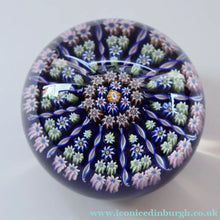 Load image into Gallery viewer, Vintage Scottish Perthshire Paperweight (Post 1978). Royal Blue Ground 12 Spokes &amp; Millefiori Canes - Paperweight
