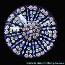 Load image into Gallery viewer, Vintage Scottish Perthshire Paperweight (Post 1978). Royal Blue Ground 12 Spokes &amp; Millefiori Canes - Paperweight
